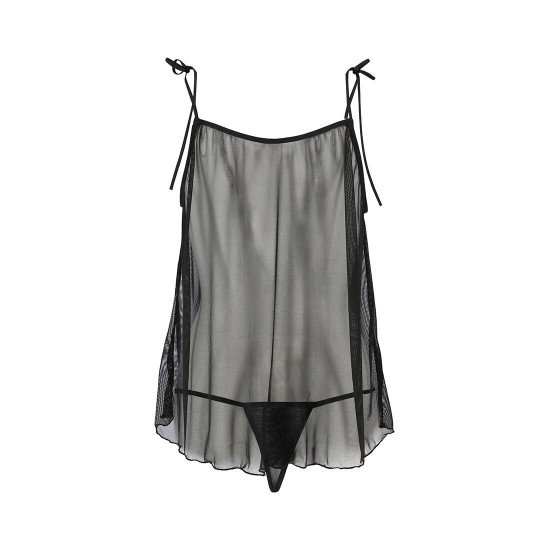 Прозрачная сорочка беби-долл, черная Passion Melania Chemise S/M Black, S/M (мятая упаковка)