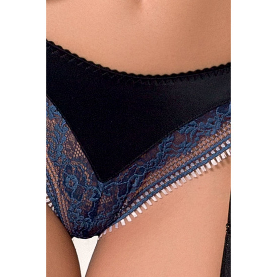 Комплект нижньої білизни чорного кольору (ліф, трусики з пажами) GISELE SET, L/XL