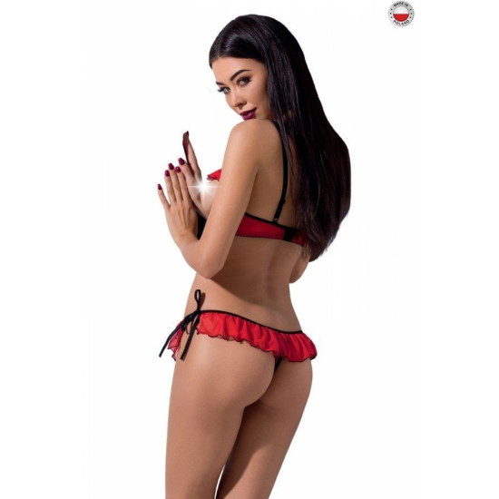 Открытый лиф и трусики-юбочка, красный Cherry Set OpenBra Passion Exclusive, L/XL