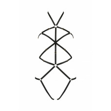 Портупея-боди из стреп, чёрная IVENA Black, L/XL