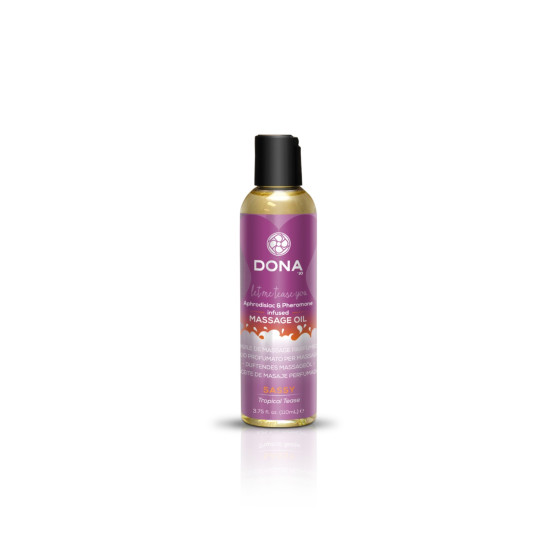 Массажное масло с феромонами, афродизиаками и тропическим ароматом DONA Massage Oil SASSY TROPICAL TEASE, 110 ml