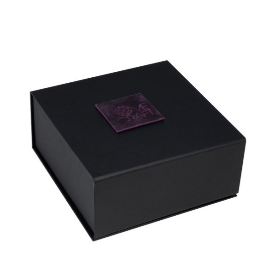 Шкіряні БДСМ наручники в подарунковій упаковці, фіолетові LOVECRAFT Handcuffs Purple