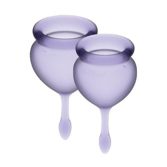 Набор менструальных чаш (лиловые), 15 ml и 20 ml с мешочком для хранения Satisfyer Feel Good, Lila