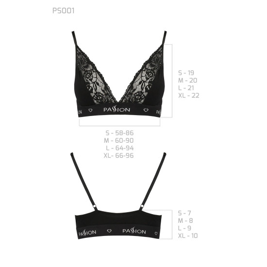 Эластичный топ с кружевом, черный Passion PS001 Top Black, XL