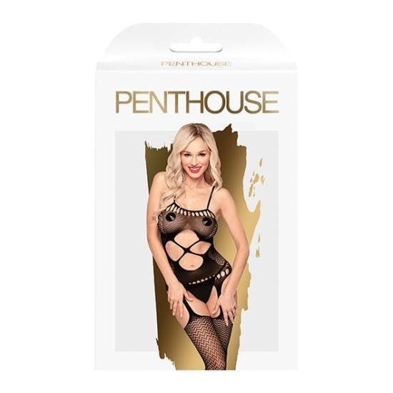 Бодистокинг с вырезом на животике, черный Penthouse Hot Nightfall Black, XL