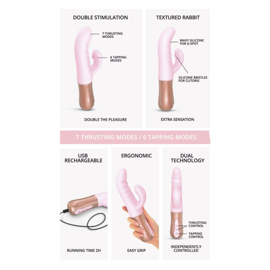 Двойной пульсатор-кролик, розовый Love To Love Sassy Bunny Baby Pink