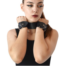 Нашийник з наручниками з натуральної шкіри Art of Sex Bondage Collar with Handcuffs