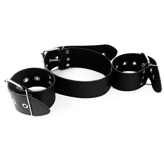 Нашийник з наручниками з натуральної шкіри Art of Sex Bondage Collar with Handcuffs