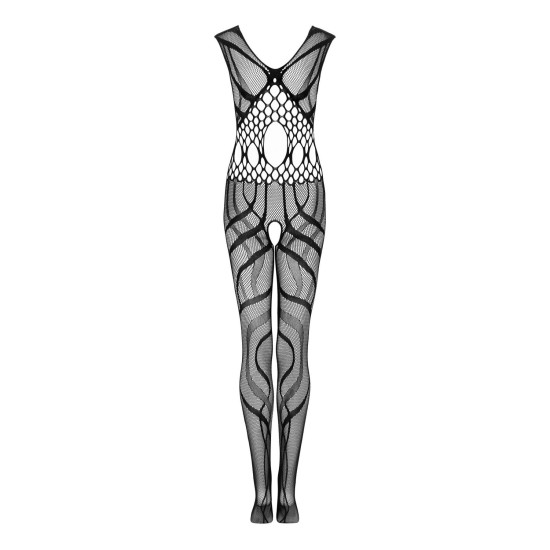Чёрный сетчатый бодистокинг с вырезами и рисунком (комбинезон) Obsessive Bodystocking G328 Black, S/M/L