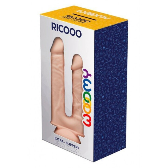 Подвійний фалоімітатор з присоскою, розміри 19×4,3 см і 17×3,3 см Wooomy Ricooo