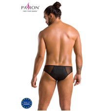 Мужские слипы на молнии из экокожи и сетки, черные Passion 042 Slip Timmy Black, XXL/XXXL