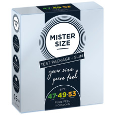 Набор презервативов 3 размеров для пениса длиной 9–11,3 см, 3 шт Mister Size - pure feel 47–49–53