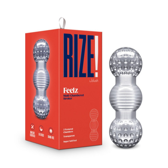 Прозрачный мастурбатор с мягкими стимуляционными рёбрами Rize by Blush Feelz Masturbator Clear