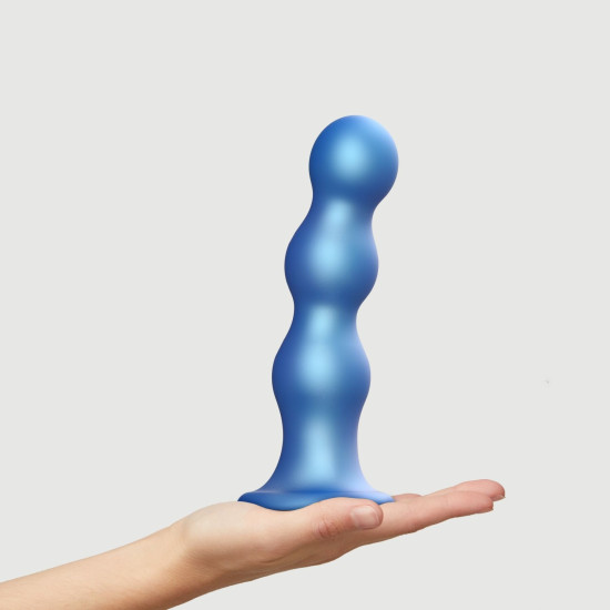 Насадка для страпона с шарами и металлическим блеском, синяя Strap-On-Me Dildo Plug Balls Blue Metallic, XXL