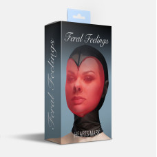 Маска-сердце из сетки с красным декором, полностью закрытое лицо Feral Feelings Hearts Mask Black/Red