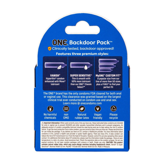 Презервативы для анального секса ONE Backdoor, 3 pcs