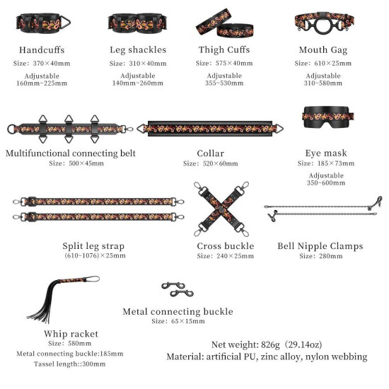 БДСМ-набор «Цветущий змей», 12 предметов Lockink The Flowering Serpent Bondage Set 12pcs