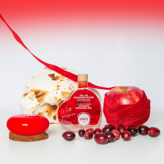 Массажное масло с разогревающим эффектом и вкусом яблучной карамели EXSENS With Passion Candy Apple, 50 ml