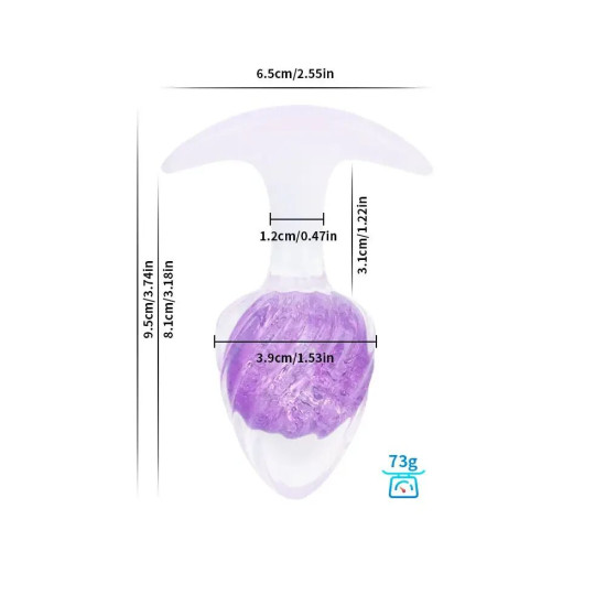 Анальна пробка у формі морозива, фіолетова Liebe Seele Icecream-shaped Crystal Anal Plug - Purple, розмір M