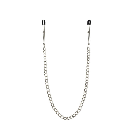 Тонкие зажимы для сосков с цепочкой, серебро/черный Feral Feelings Chain Thin nipple clamps Silver/Black