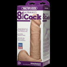 Фалоімітатор, довжина 20.3 см, білий Doc Johnson Vac-U-Lock - 8 Inch ULTRASKYN Cock White (пом'ята упаковка)
