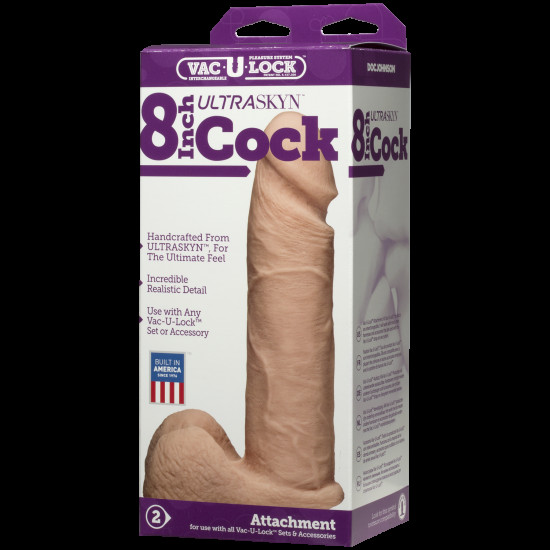 Фалоімітатор, довжина 20.3 см, білий Doc Johnson Vac-U-Lock - 8 Inch ULTRASKYN Cock White (пом'ята упаковка)