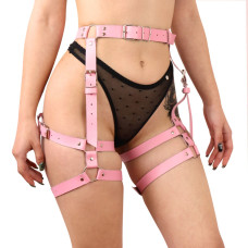 Гартеры из натуральной кожи, розовые Art of Sex Claire, L-2XL