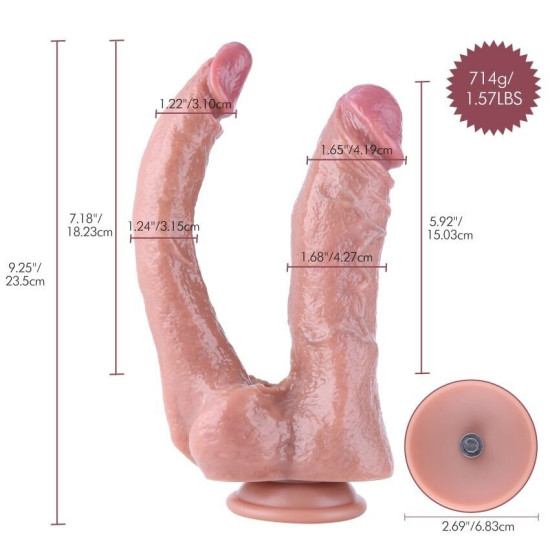 Двойной фаллоимитатор для секс-машин, длина 23.5 см Hismith Double Penetrator, 9.25″ (мятая упаковка)