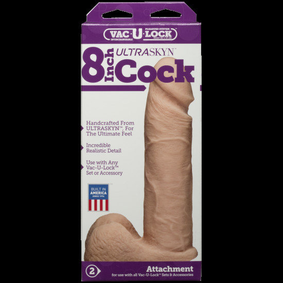Фалоімітатор, довжина 20.3 см, білий Doc Johnson Vac-U-Lock - 8 Inch ULTRASKYN Cock White (пом'ята упаковка)