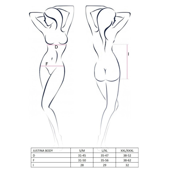 Боді монокіні з відкритими грудьми, чорне Justina Body Black Passion, S/M