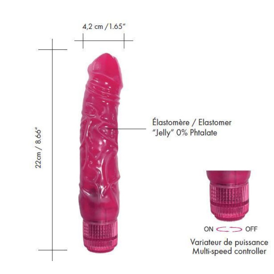 Фалоімітатор-вібратор з TPE, довжина 22 см, діаметр 4,2 см Dorcel Jelly Boy