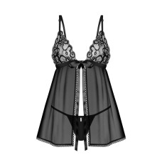 Пеньюар и трусики Obsessive Blomentis Babydoll & Thong, XL/2XL