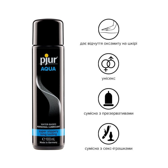 Лубрикант на водной основе с эффектом бархатистой кожи Pjur Aqua, 100 ml