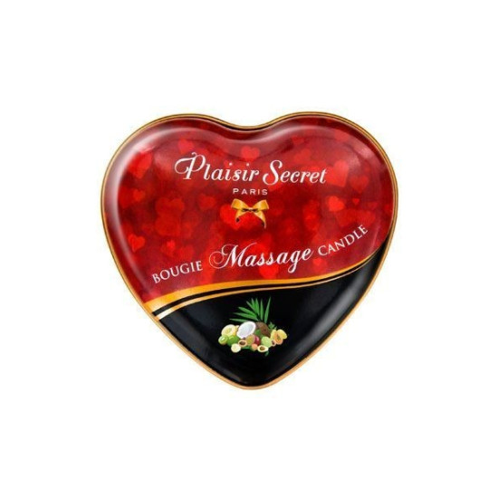 Масажна свічка у формі серця з ароматом екзотичних фруктів Plaisirs Secrets Exotic Fruits, 35 ml