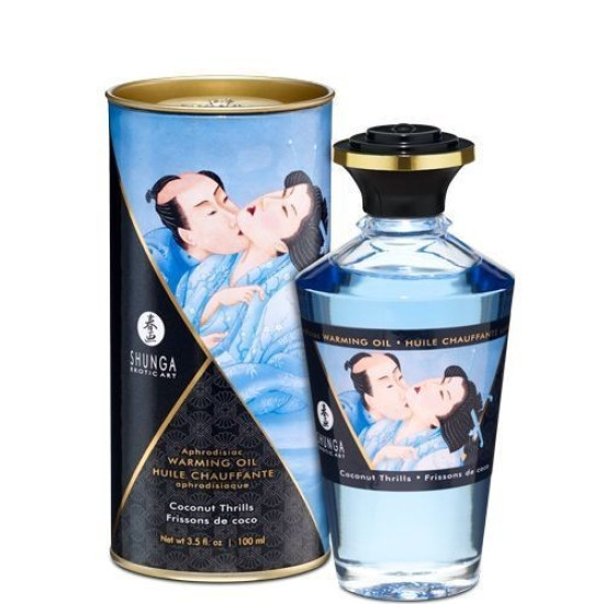 Розігріваюче їстівне масажне масло з кокосовим смаком Shunga Aphrodisiac Warming Oil Coconut Thrills, 100 ml