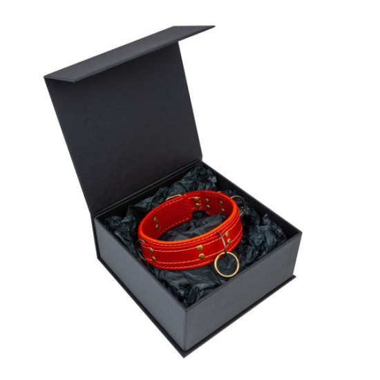 Премиум ошейник из натуральной кожи в подарочной упаковке, красный Lovecraft Premium Collar Red, S