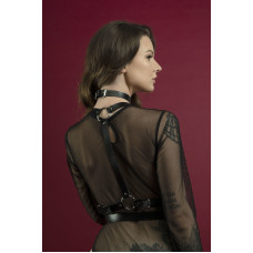 Портупея на тело из натуральной кожи, черная Feral Feelings Harness Black