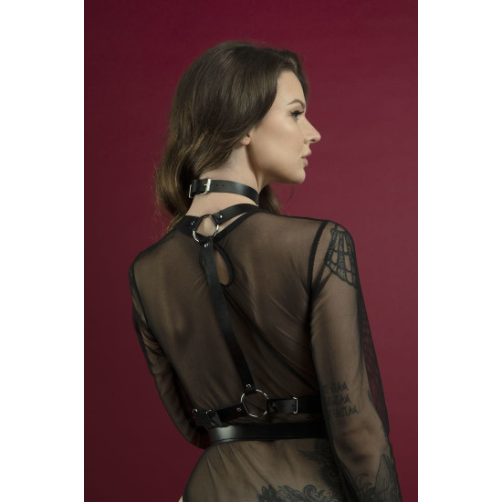 Портупея на тело из натуральной кожи, черная Feral Feelings Harness Black