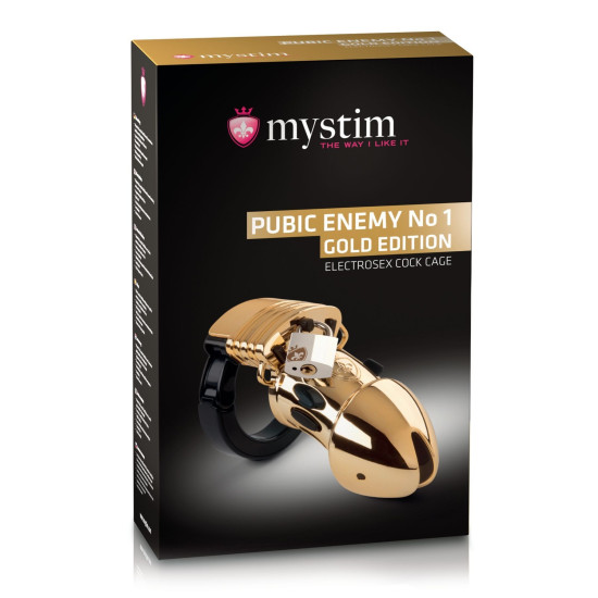 Клітка для члена з електростимуляцією, золоте видання Mystim Pubic Enemy No 1 Gold Edition