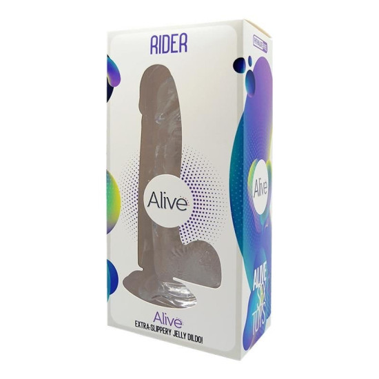 Прозрачный фаллоимитатор с присоской, длина 20 см, диаметр 4 см - Alive Jelly Dildo Rider