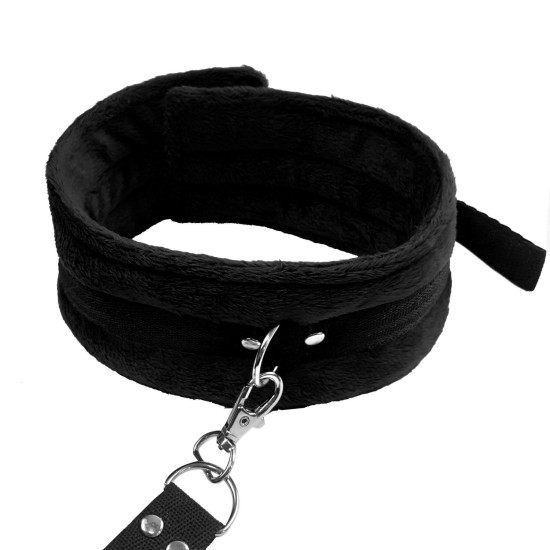 БДСМ-набір, чорний, нашийник з повідцем і маска Art of Sex Soft Touch Light Black