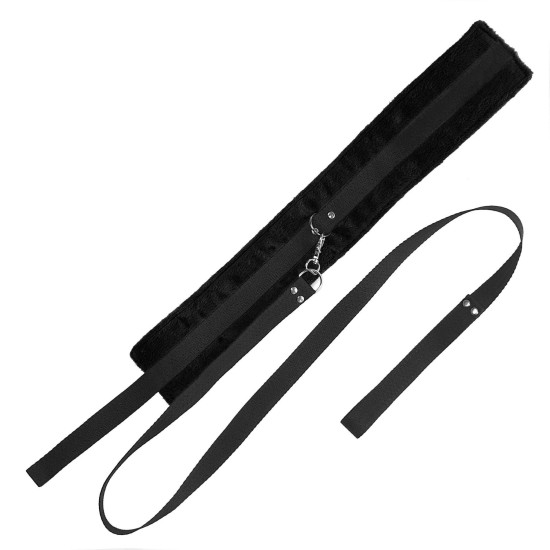 БДСМ-набір, чорний, нашийник з повідцем і маска Art of Sex Soft Touch Light Black