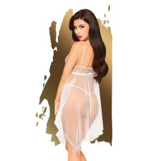Бэби-долл с ажурным браллетом и асимметричным подолом, белый Penthouse Naughty Doll White, S/M