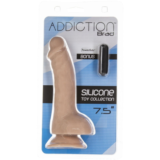 Фалоімітатор з мошонкою, довжина 19 см, діаметр 3,8 см - Addiction Brad 7.5″ Dildo With Balls Beige