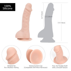 Фалоімітатор з мошонкою, довжина 19 см, діаметр 3,8 см - Addiction Brad 7.5″ Dildo With Balls Beige
