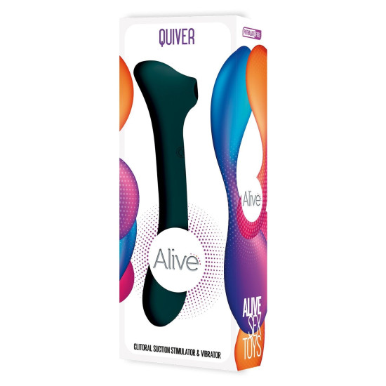 Вибратор и вакуумный клиторальный стимулятор, зелёный Alive New Midnight Quiver Teal