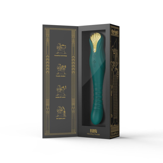 Смарт вибратор-пульсатор с кристаллом Swarovski, бирюзовый Zalo King Turquoise Green