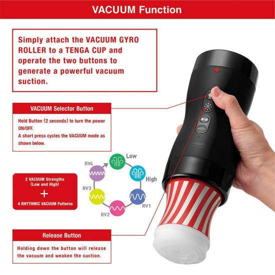 Автоматичний мастурбатор з вакуумом і ротацією, сумісний з Tenga Cup Tenga VACUUM GYRO ROLLER SET