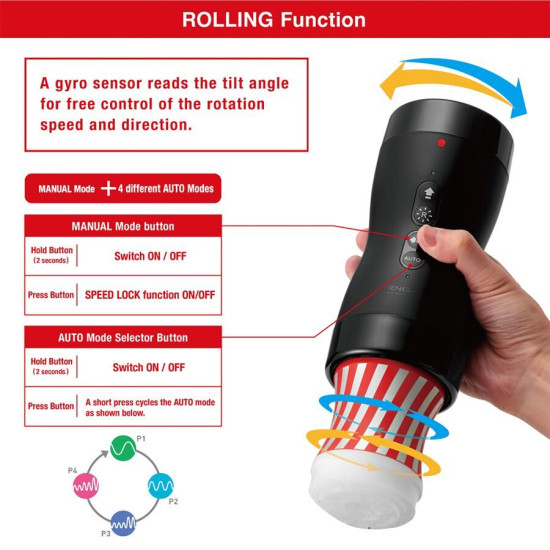 Автоматичний мастурбатор з вакуумом і ротацією, сумісний з Tenga Cup Tenga VACUUM GYRO ROLLER SET