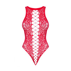 Ажурный бодистокинг с эффектом шнуровки, красный Obsessive B120 Teddy Red, S/M/L